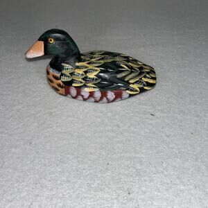 Wooden Duck Hand Painted 5 1/2” Long 3” Tall